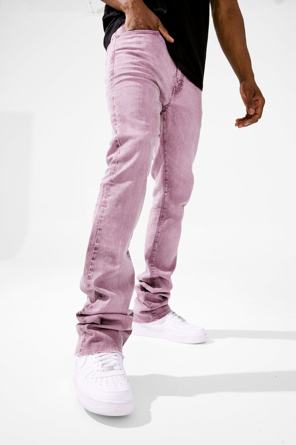 Men Pink Stacked Jeans Martin Stacked Full Bloom Denim (Mauve Pink)