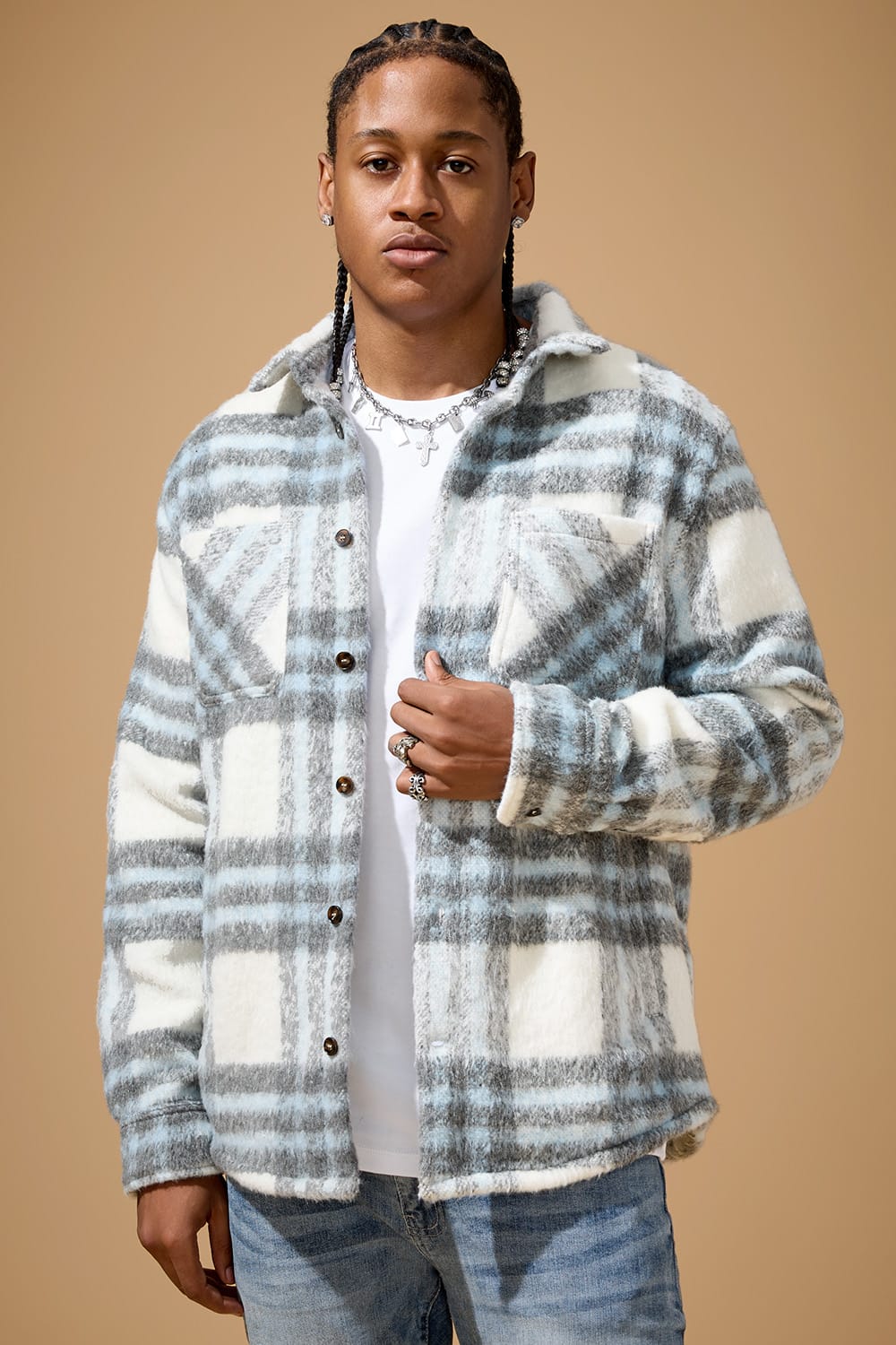 Jordan Craig Ironworks Flannel Shacket (Light Blue) S / Light Blue