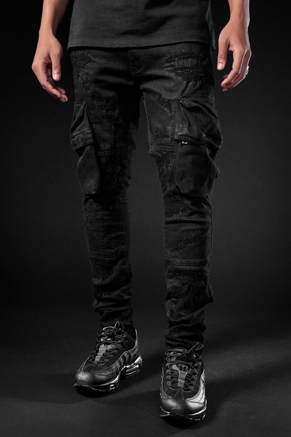 Skinny Fit Heavy Hitter Cargo Denim (Black) Ross Collection