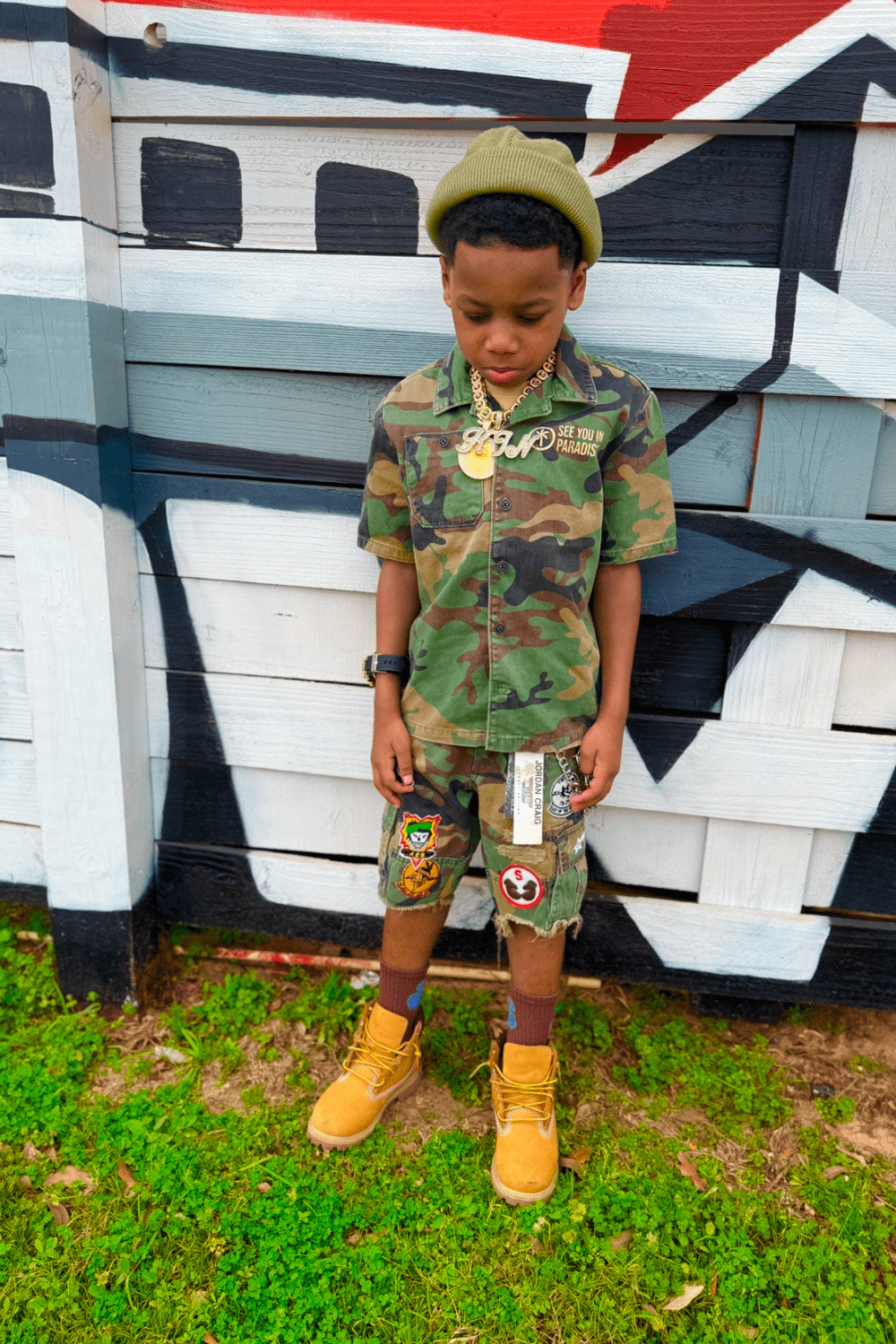 JC Kids Kids War Angel Cargo Shorts (Vintage Camo)