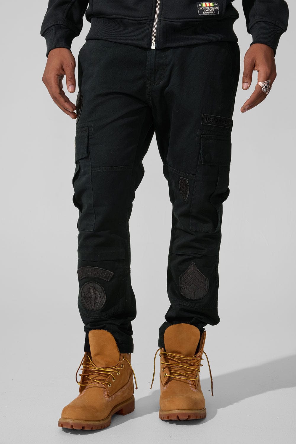 Xavier - Prestige Tonal Cargo Pants (Black)
