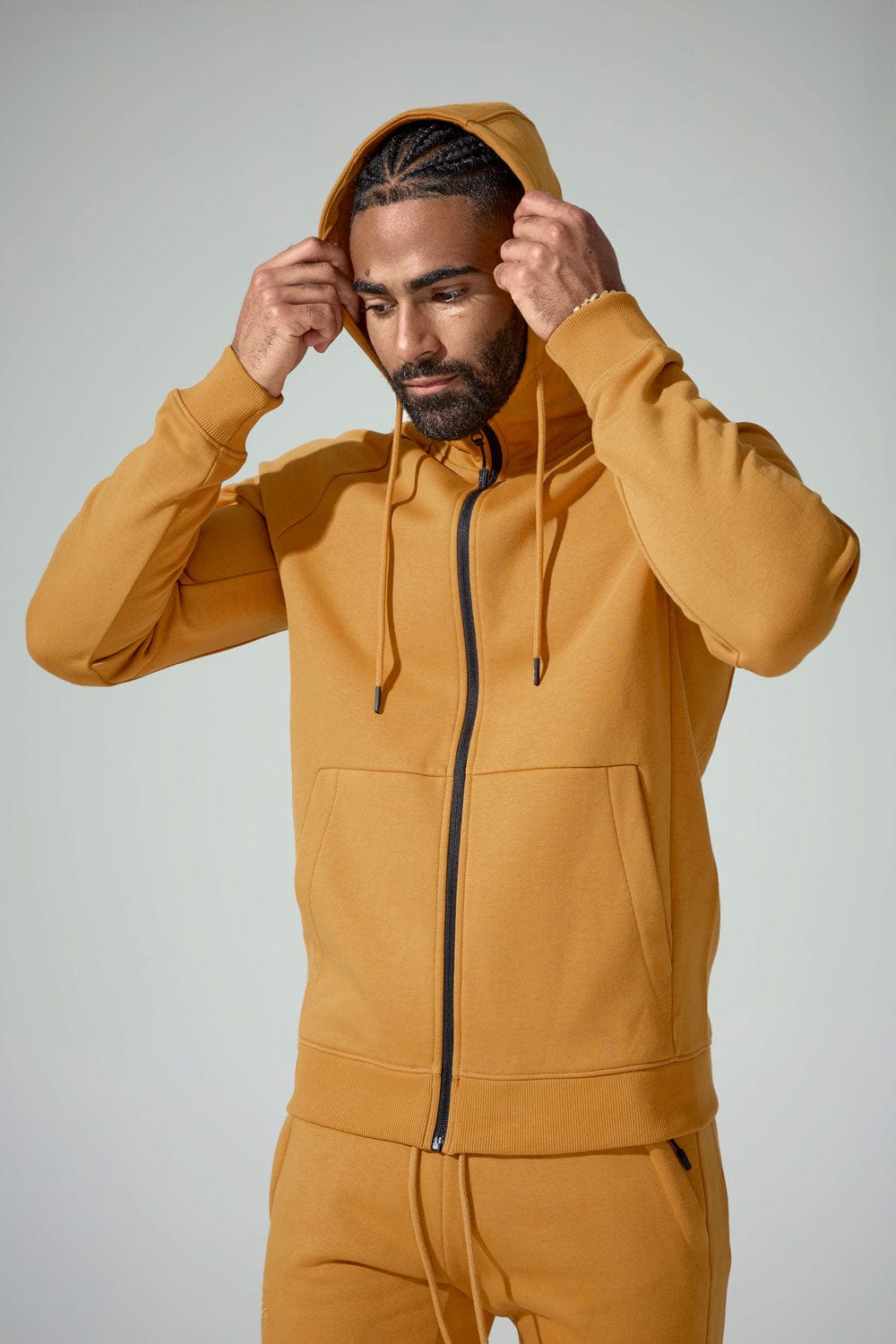 Jordan Craig Uptown Zip Up Hoodie (Fleece Sale) (100% off) Cognac / S