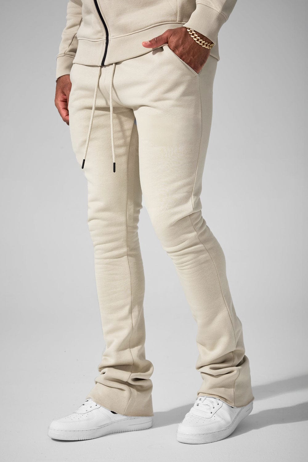 Jordan Craig Uptown Stacked Sweatpants Taupe Cream / S