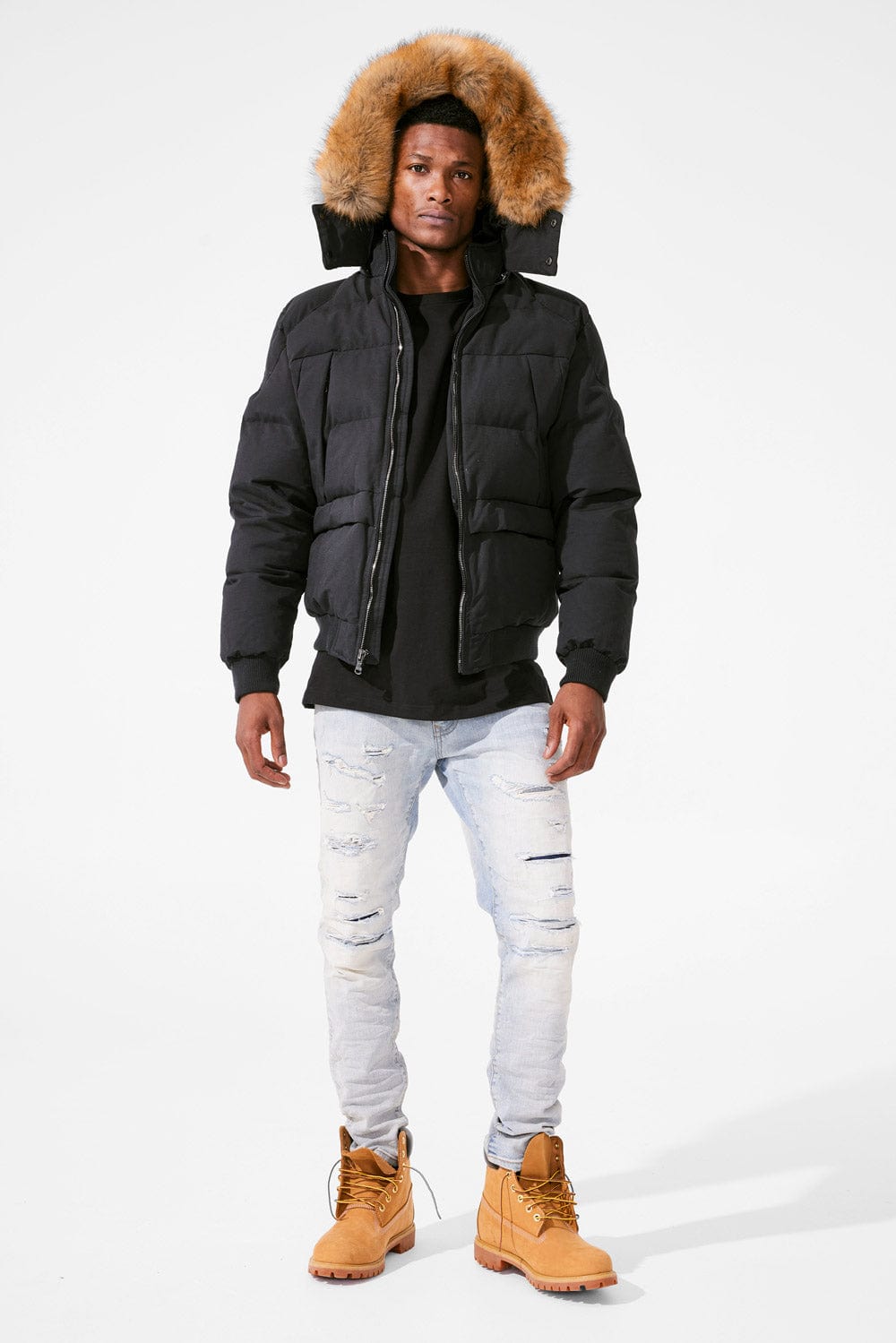 Fur hood bomber online jacket mens