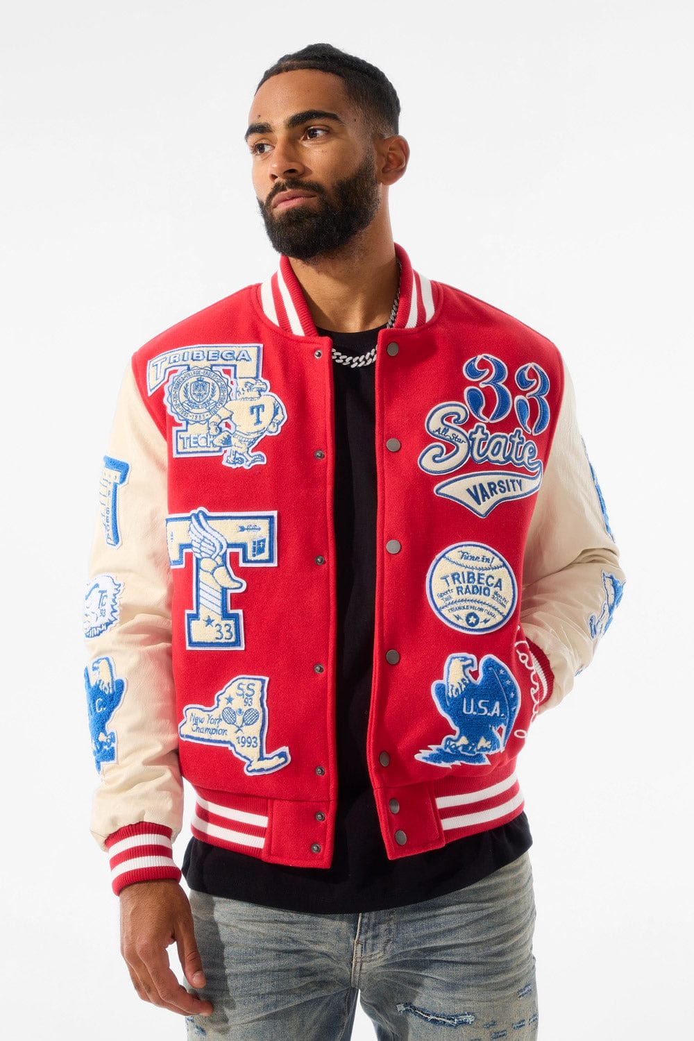 All American Varsity Jacket (Red) - Main Image