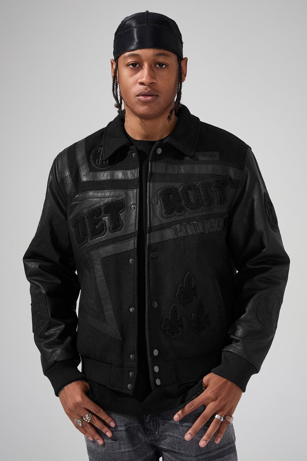 knights bridge カップショルダージャケット 黒XL キムタク Trackstar Varsity Jacket (Blackout)