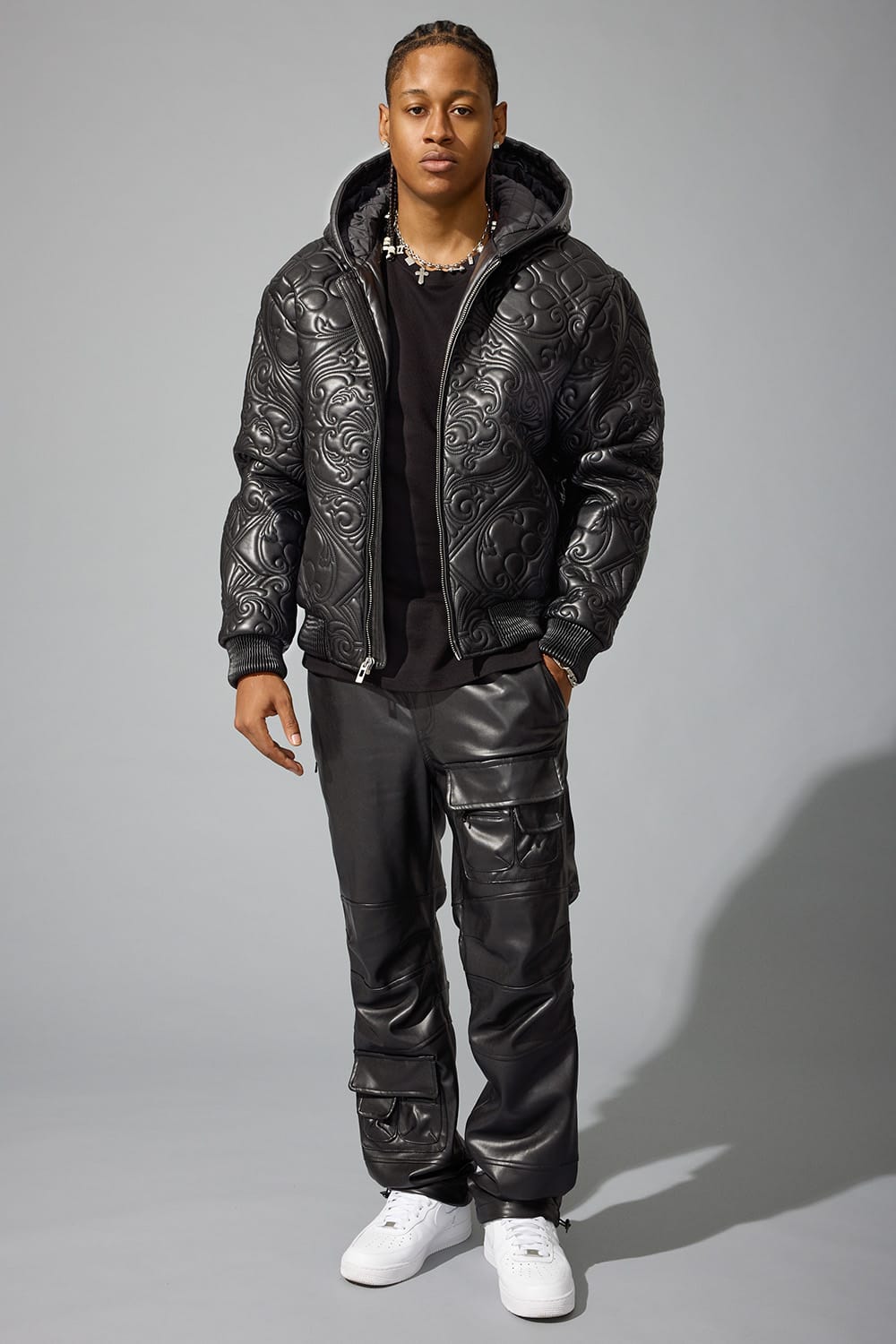 Jordan Craig Ace of Spades Hooded Bomber Jacket (Black)