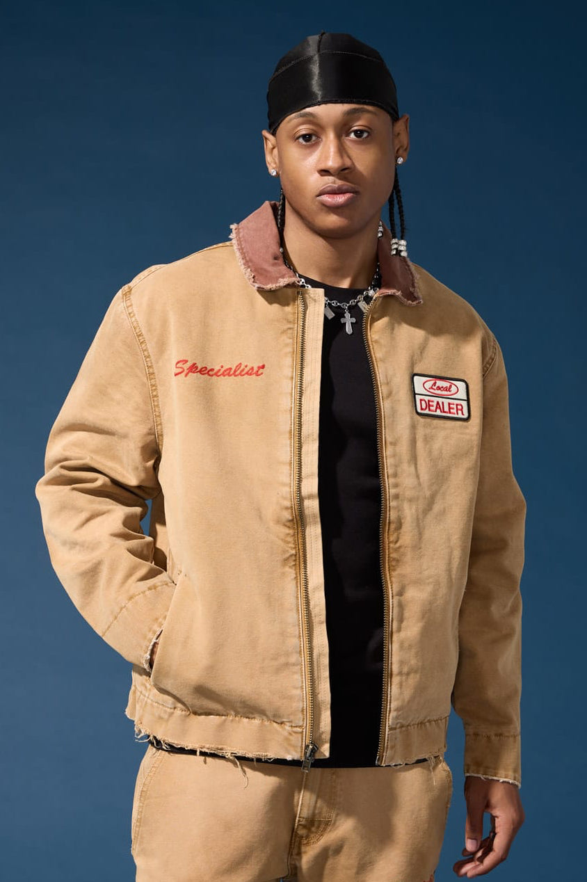 Local Dealer Zip Up Work Jacket (Khaki)