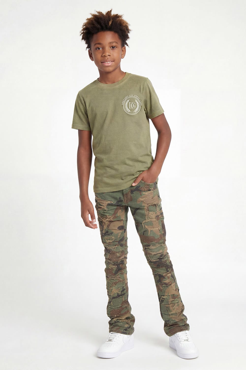 Jordan Craig Kids Puff Print T-Shirt (Sage)