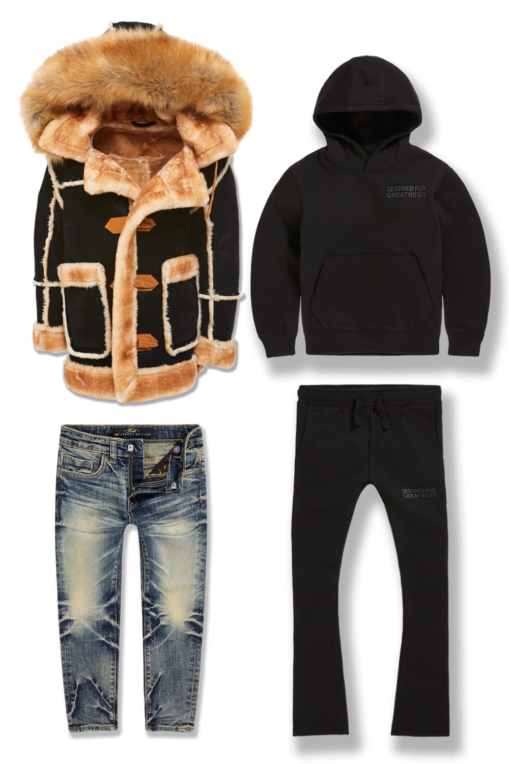 JC Kids Kids Denali Fleece Denim Bundle (Black Coffee) 2