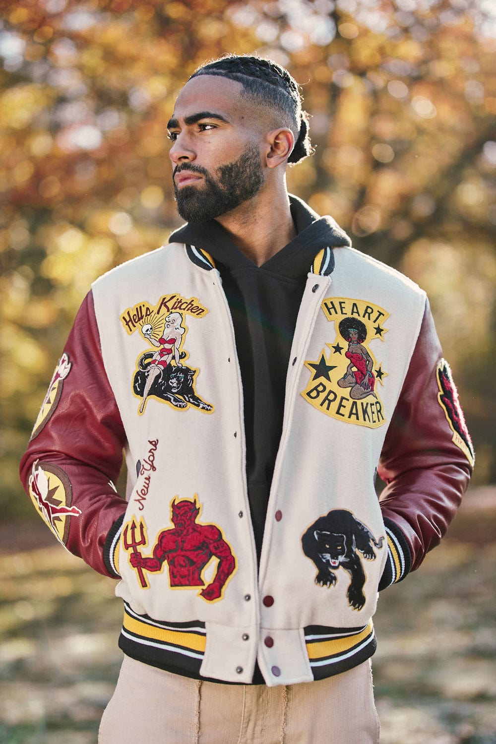 Jordan Craig Hell's Kitchen Varsity Jacket (Cream)