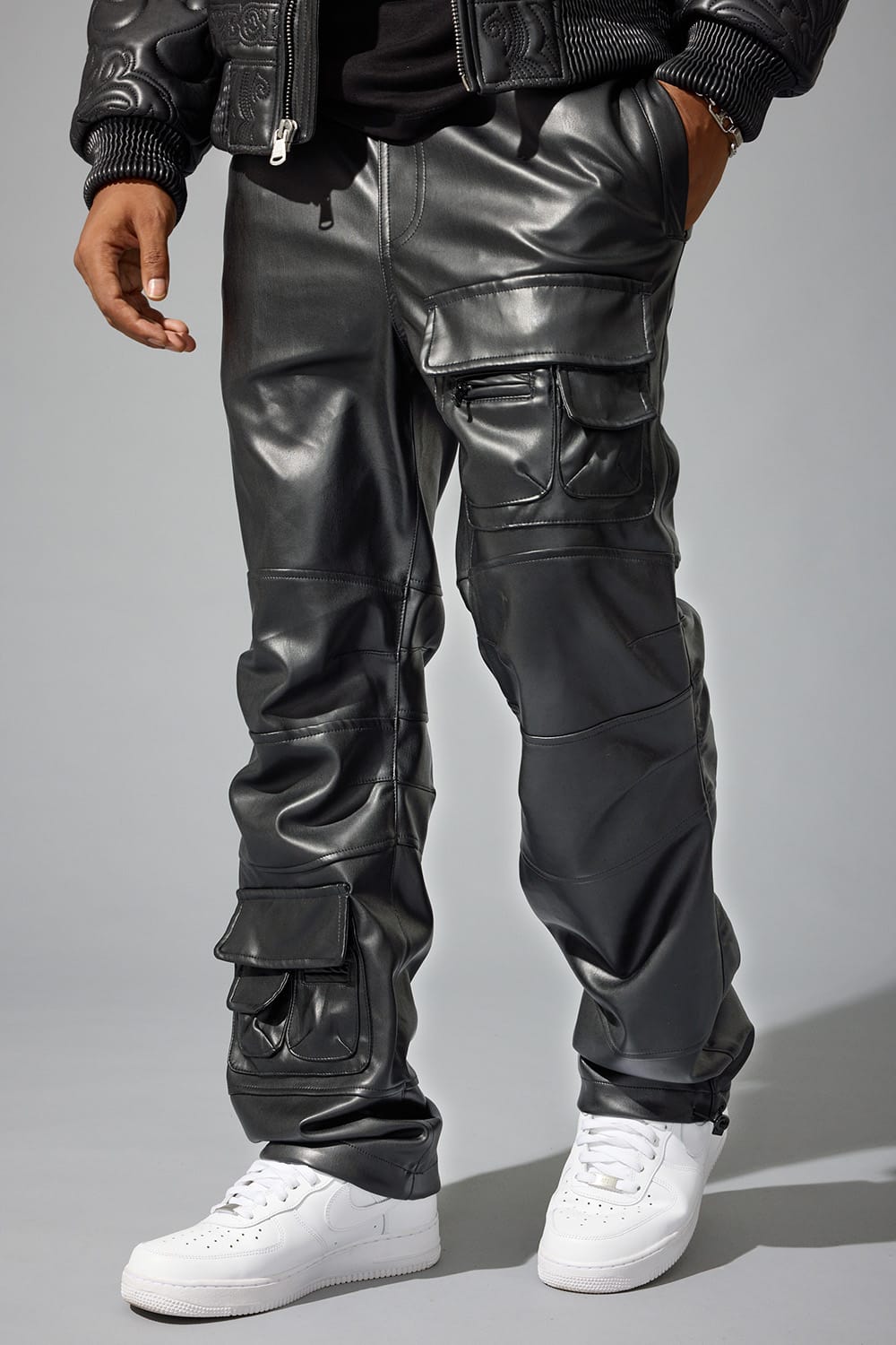 Jordan Craig Pullover and Baggy Cargo Thriller Set (Black)
