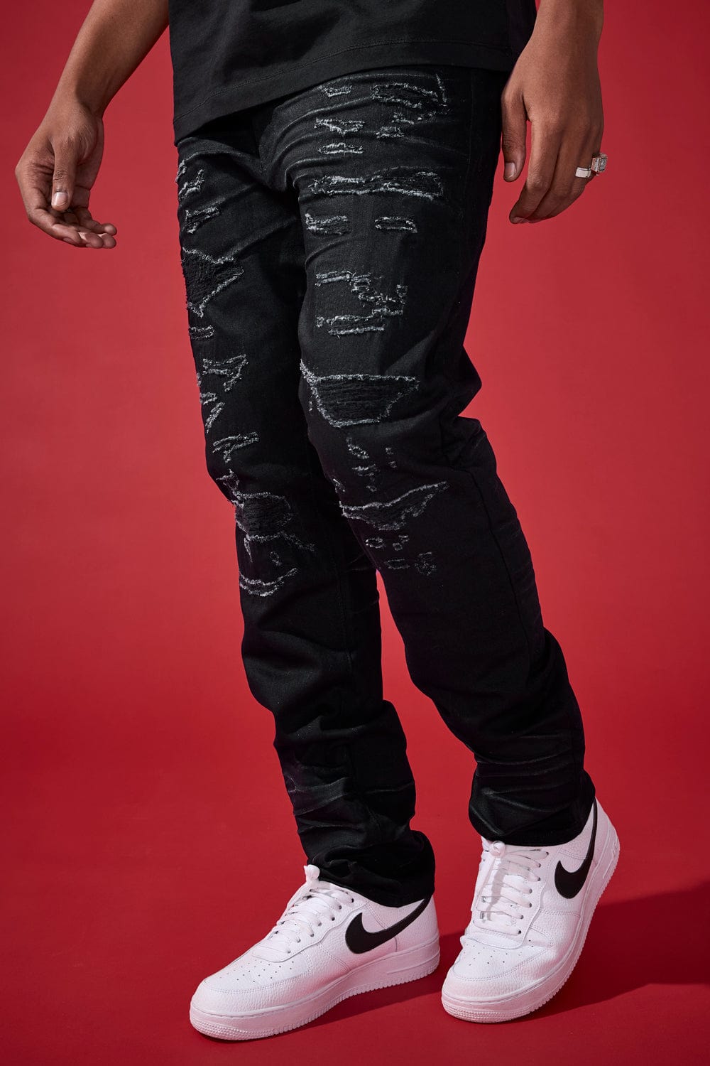 Straight Fit - Dyckman Denim (Polished Black) - Collins Collection