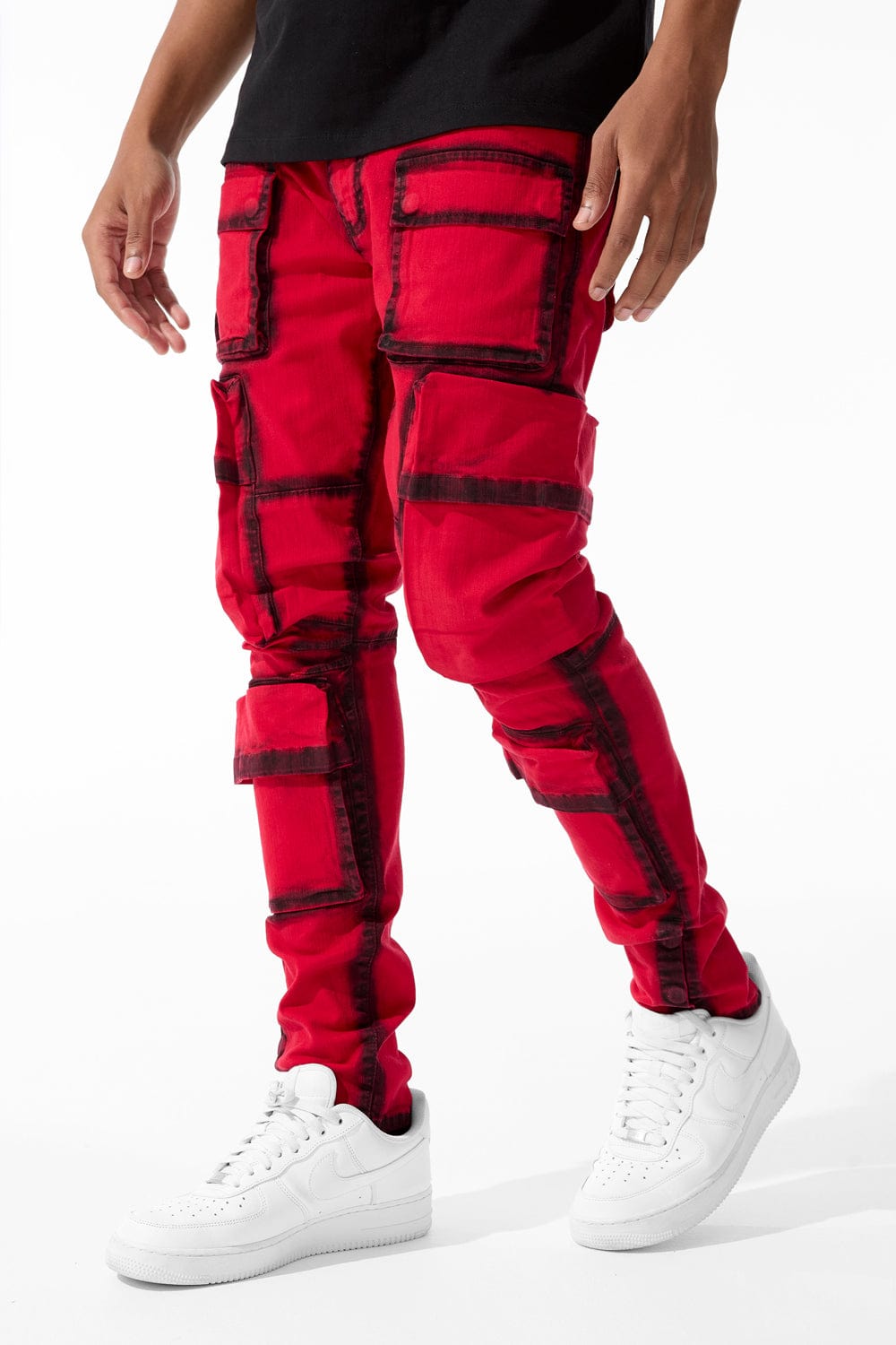 White Stripes Ross Capri Pants Ross Maui Cargo Pants (Red)