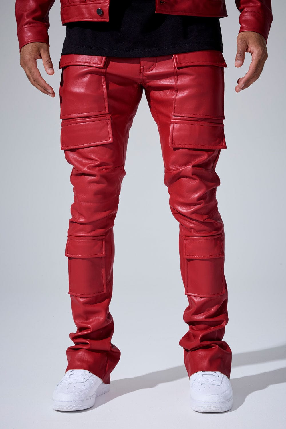 Flare Pants Mens Stacked Leather Pants Cuero