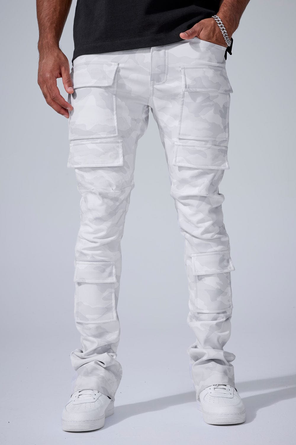 Skinny Stacked Fit - Thriller Camo Cargo Pants (Arctic Camo) - Ross St