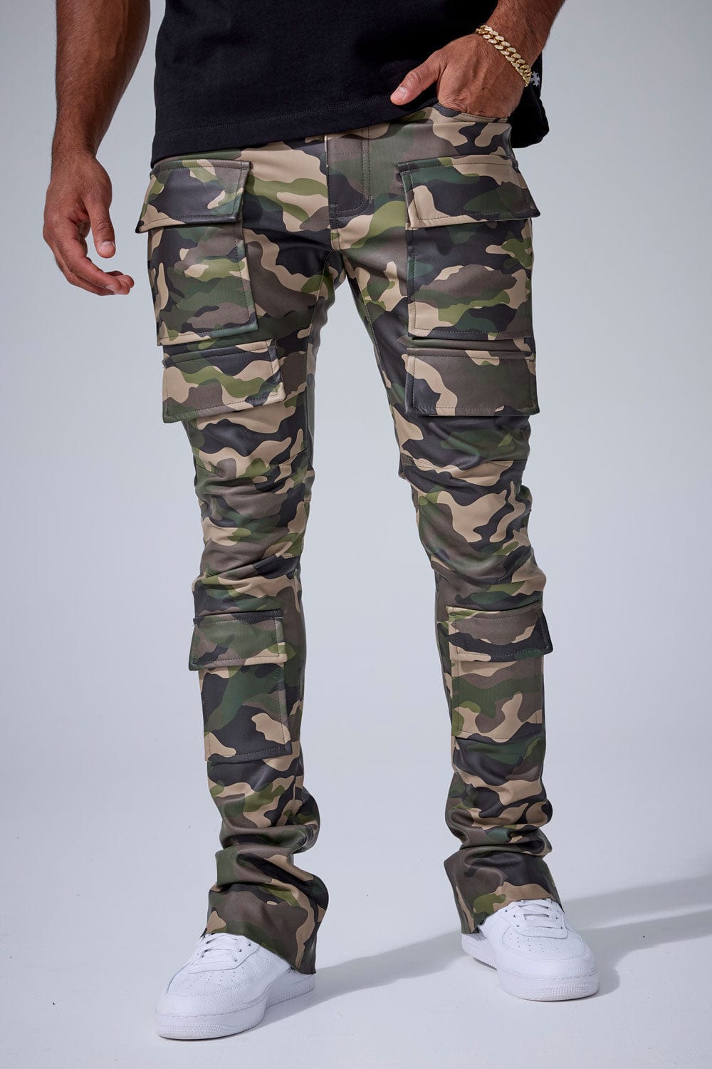 Pantalon Cargo de Camouflage à Rayures de Tigre pour Homme - Black Pantalon Cargo de Camouflage à Rayures de Tigre pour Homme - Black