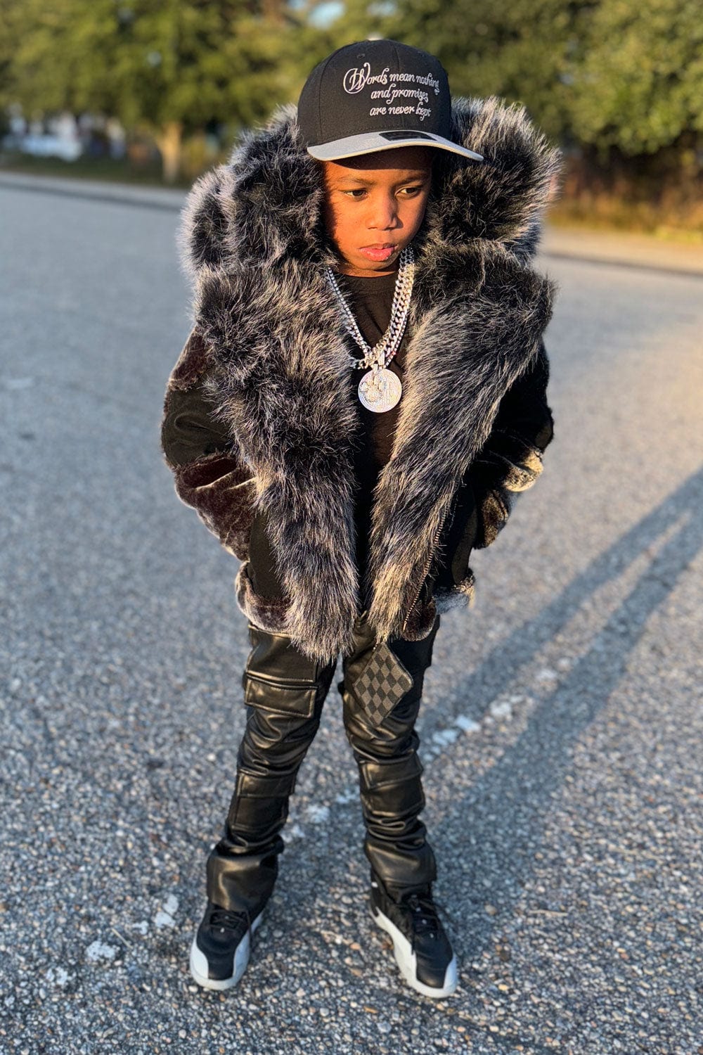 Kids El Jefe Shearling Moto Jacket (Black)