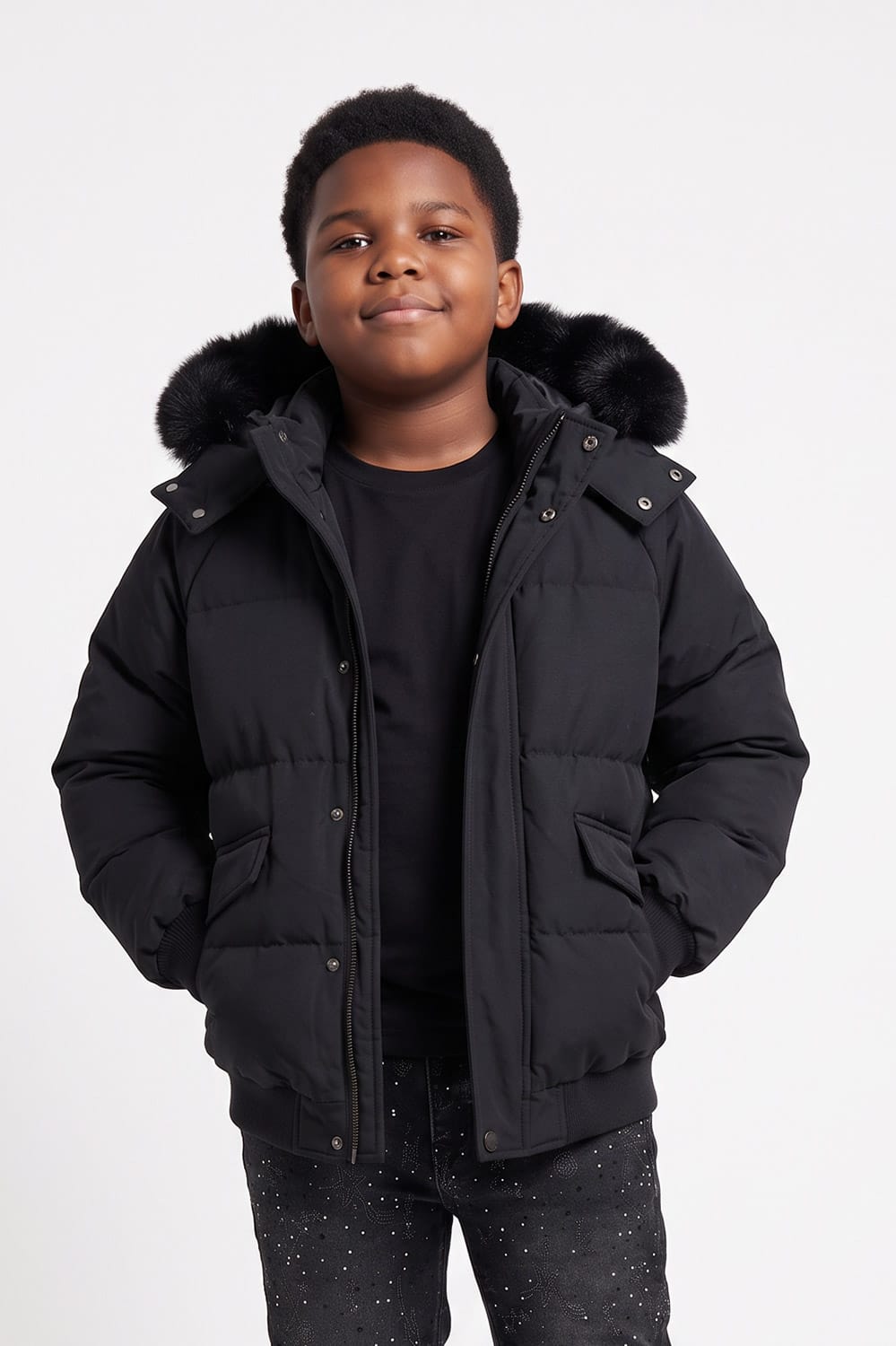 JC Kids Kids Atlantic Ave Bomber Jacket (Noir) 2 / Noir