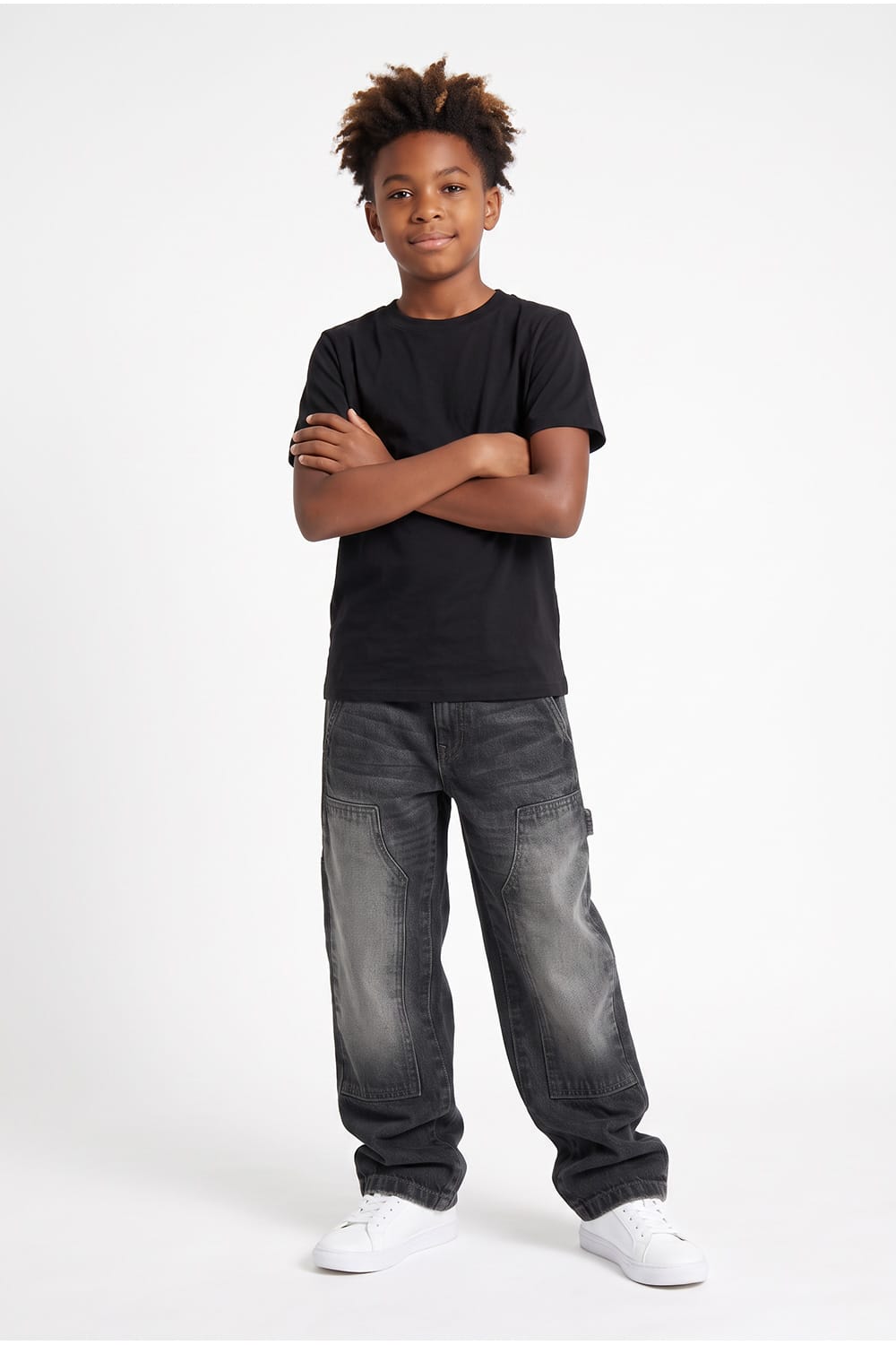 JC Kids Kids Wide Leg Craftsman Denim (Black Shadow)