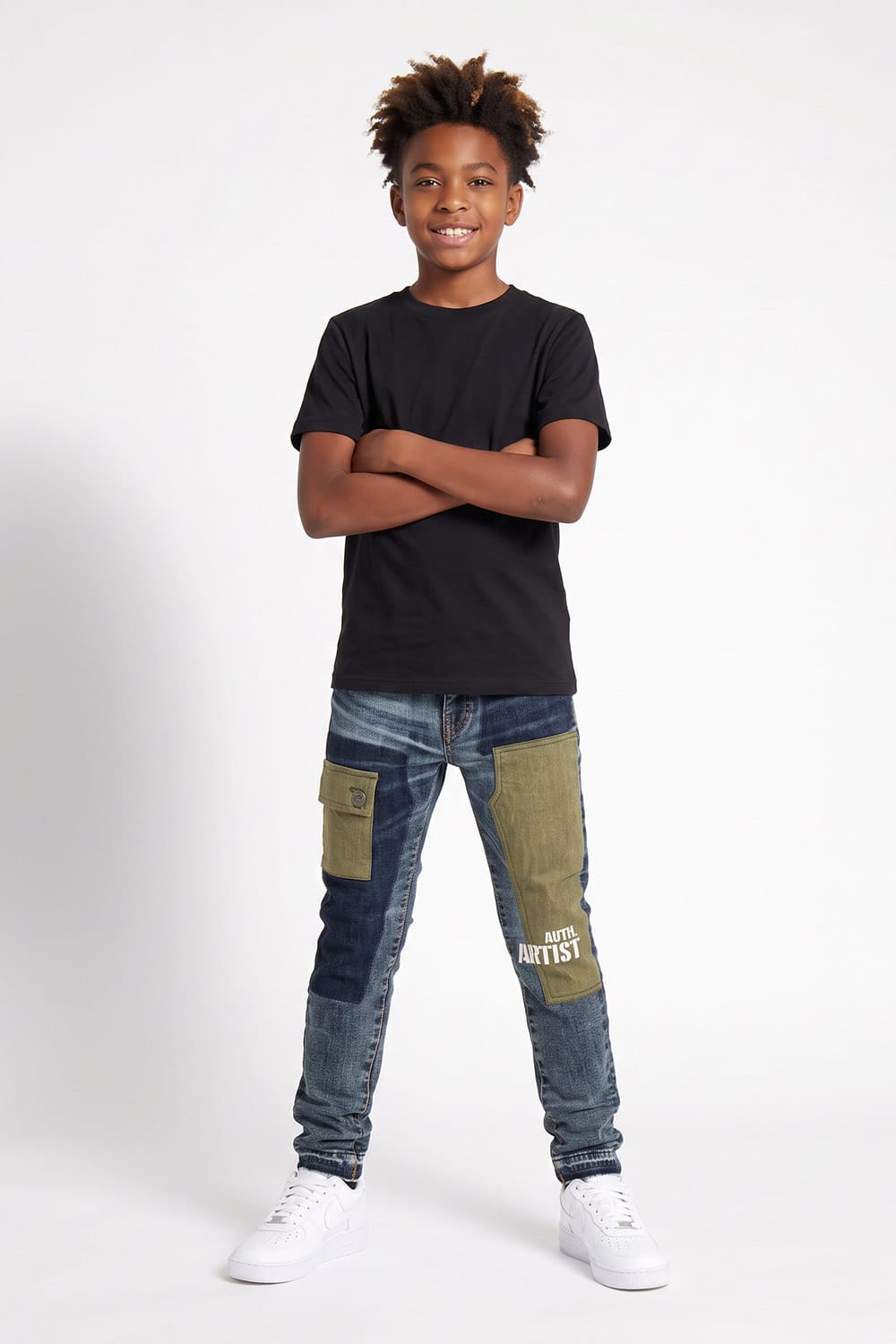 JC Kids Kids Patchwork Cargo Denim (Aged Wash)
