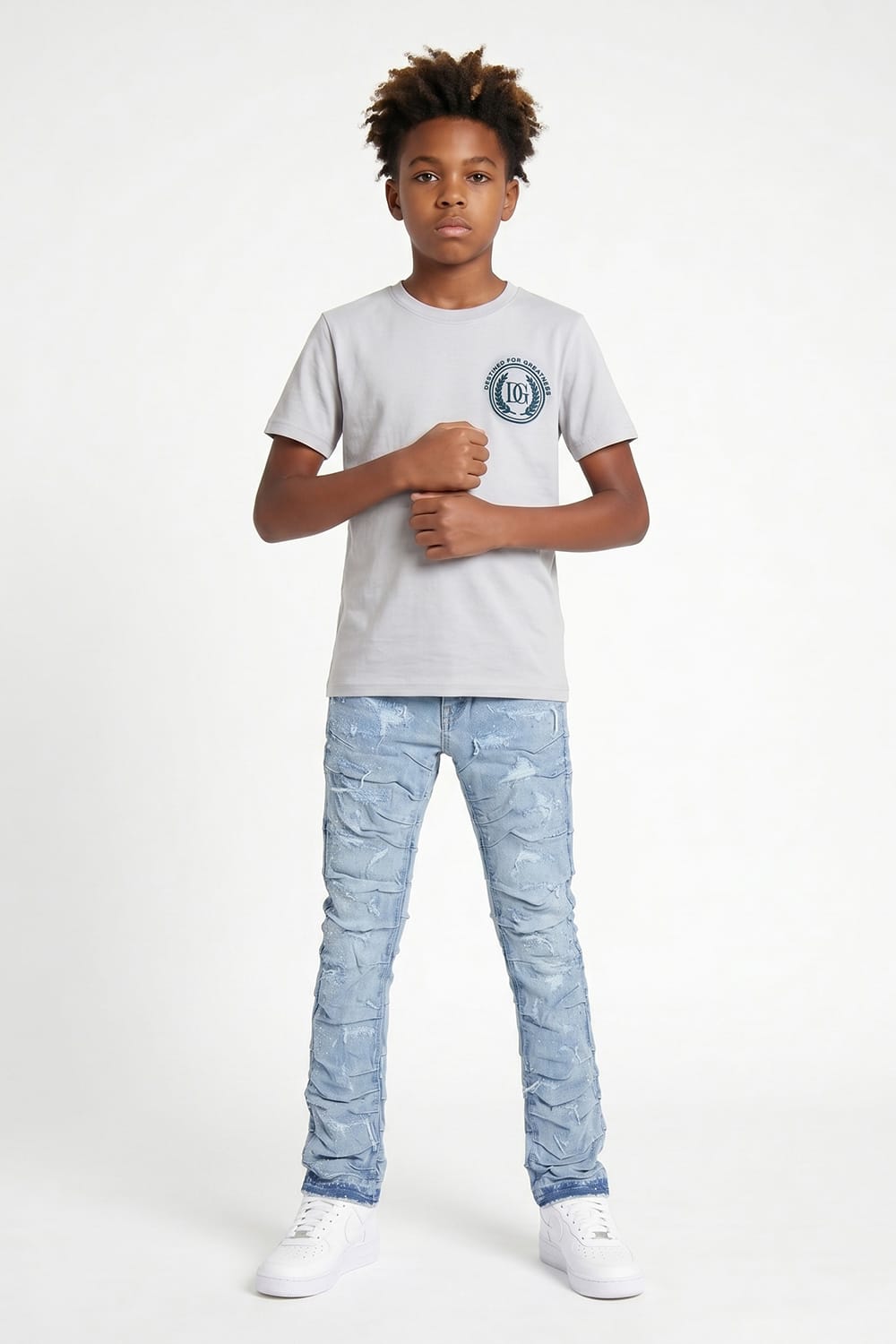 JC Kids Kids Stacked Ripple Effect Denim (Ice Blue)
