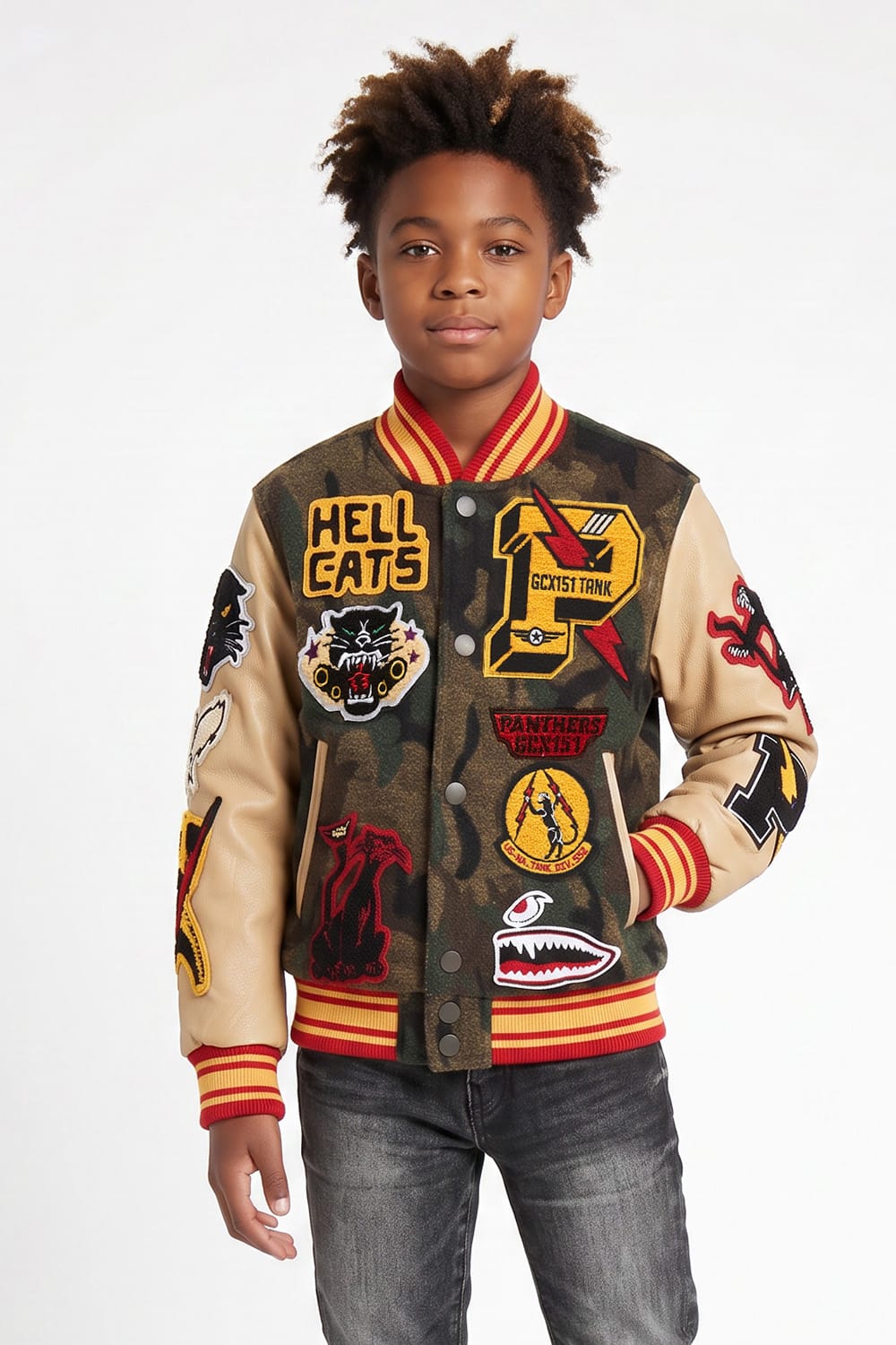 JC Kids Kids Hellcat Varsity Jacket (Vintage Camo) 2 / Vintage Camo