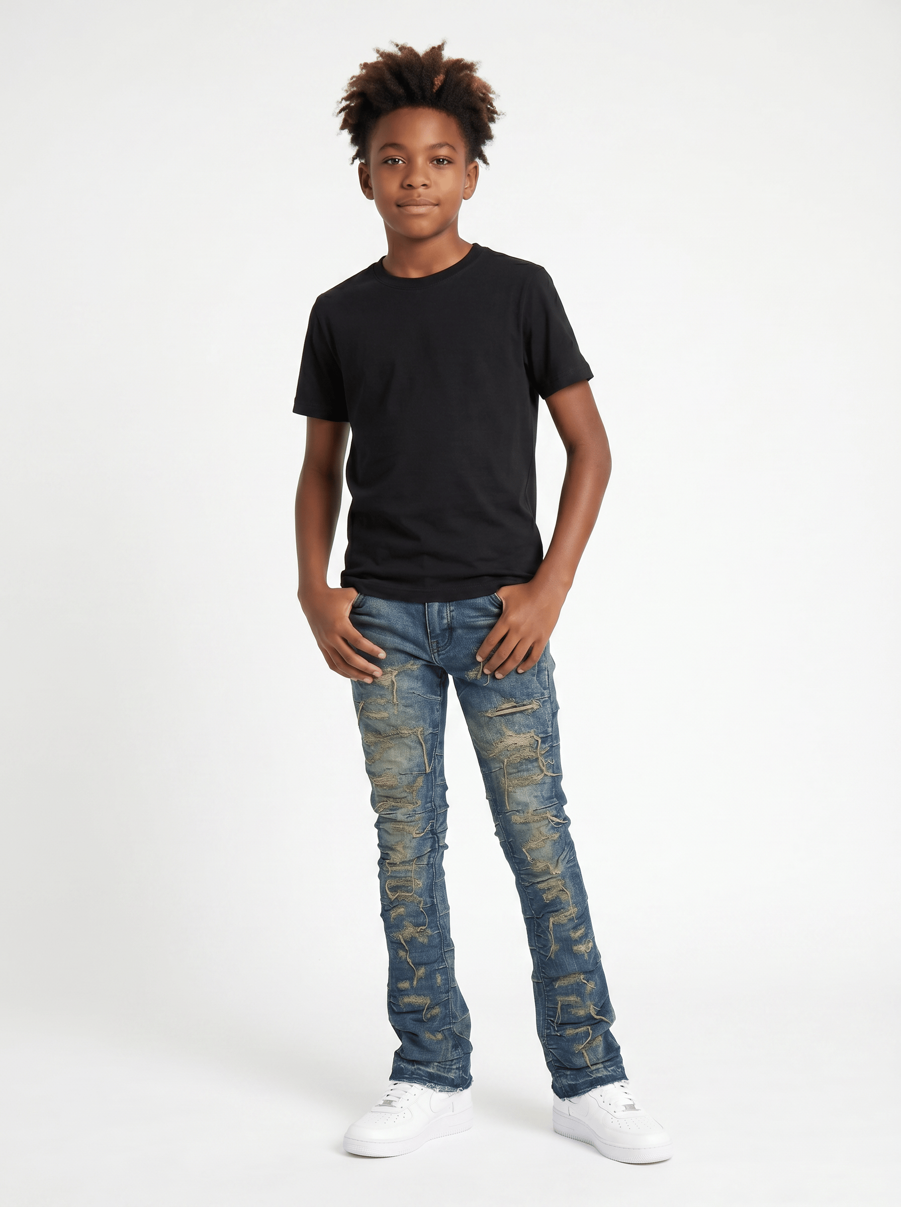 JC Kids Kids Stacked Ripple Effect Denim (Canyon Blue)