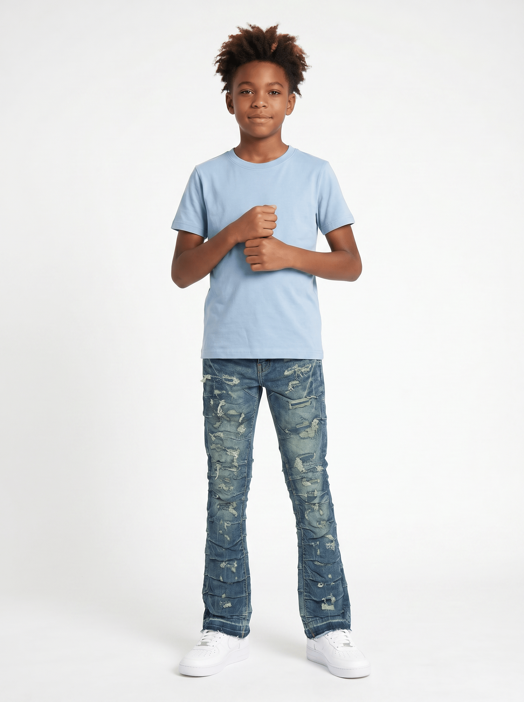 JC Kids Kids Stacked Ripple Effect Denim (Lager)