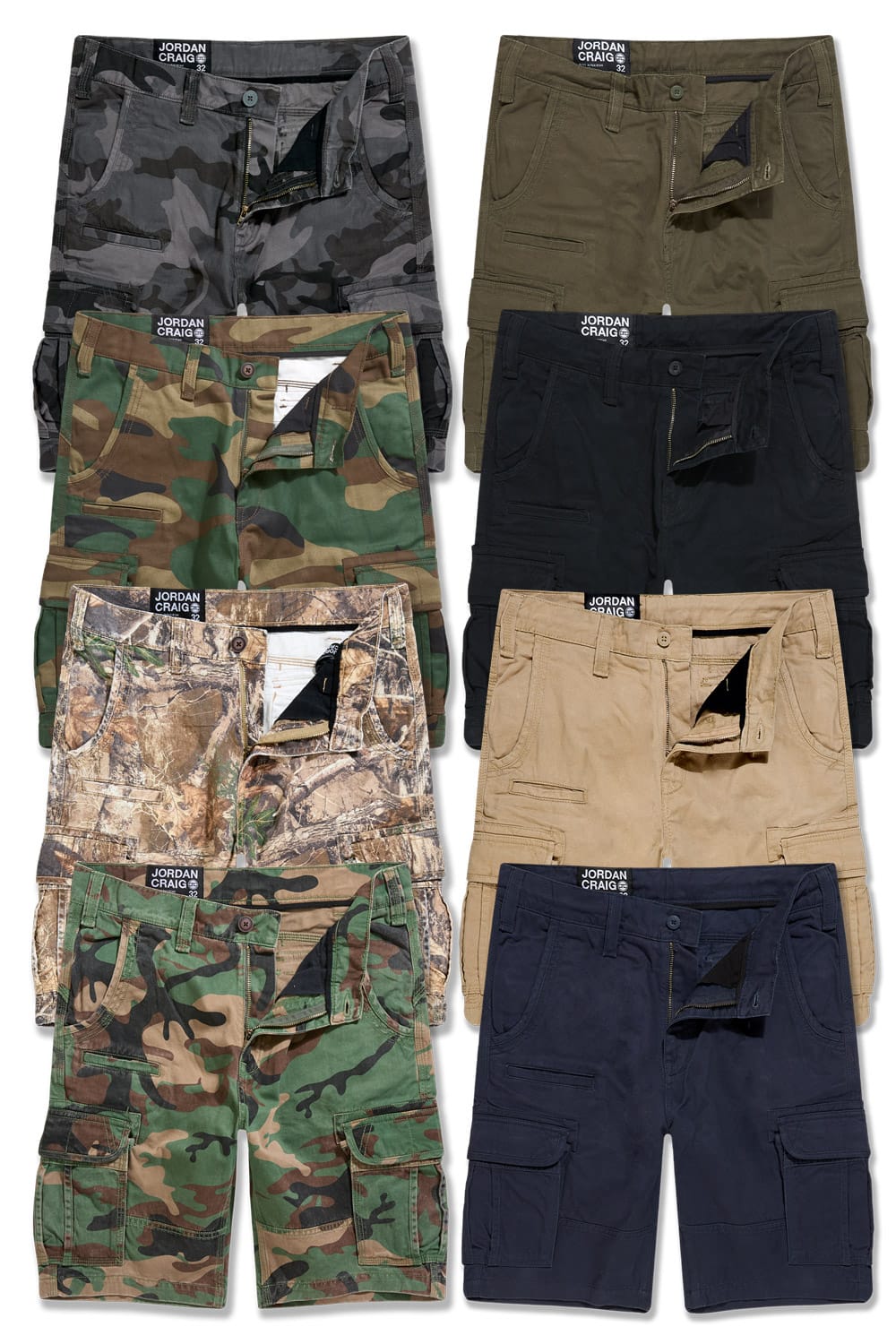 Jordan Craig Solid/Camo Cargo Shorts 8 pack 30