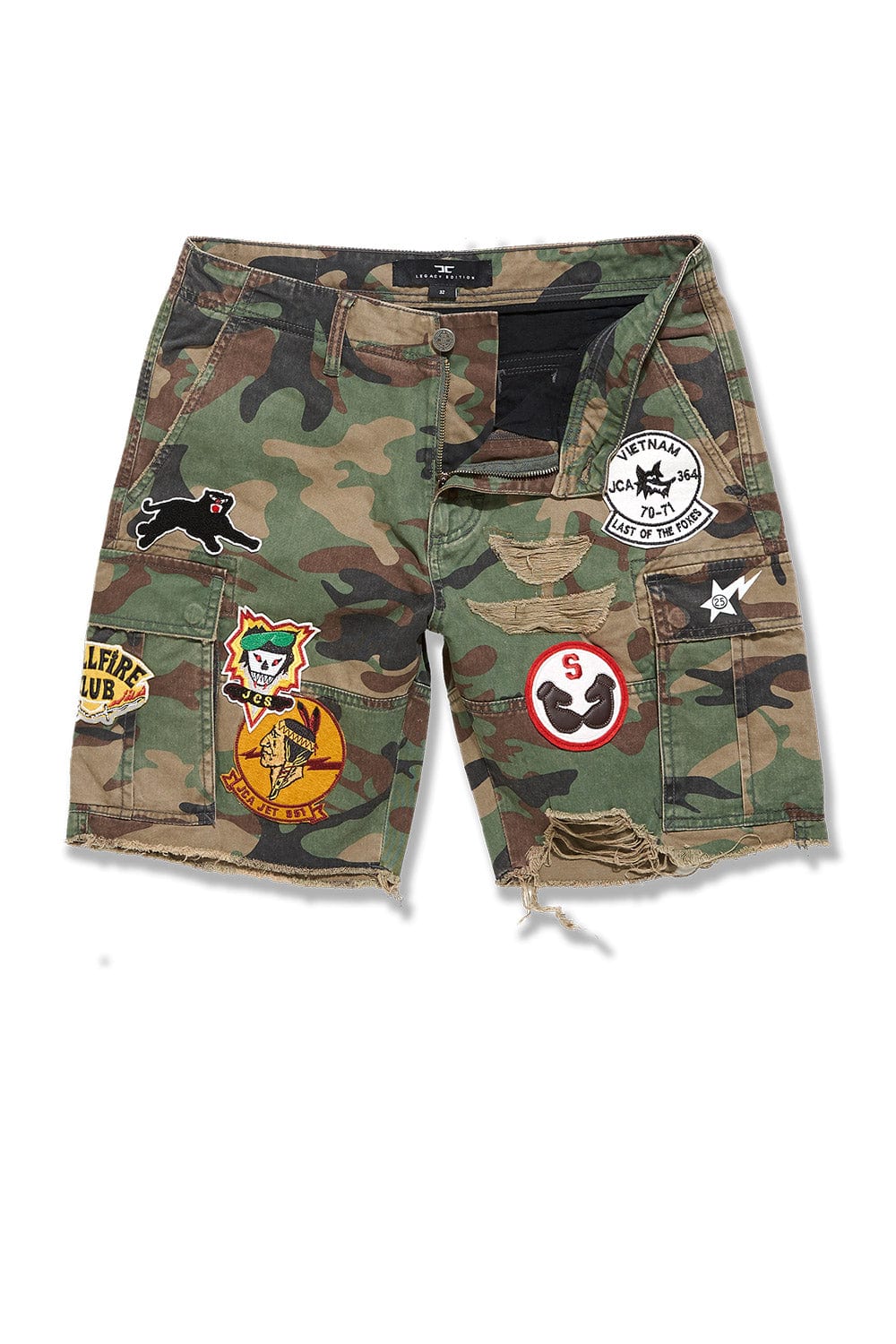 Big Men's War Angel Cargo Shorts (Vintage Camo) - Main Image