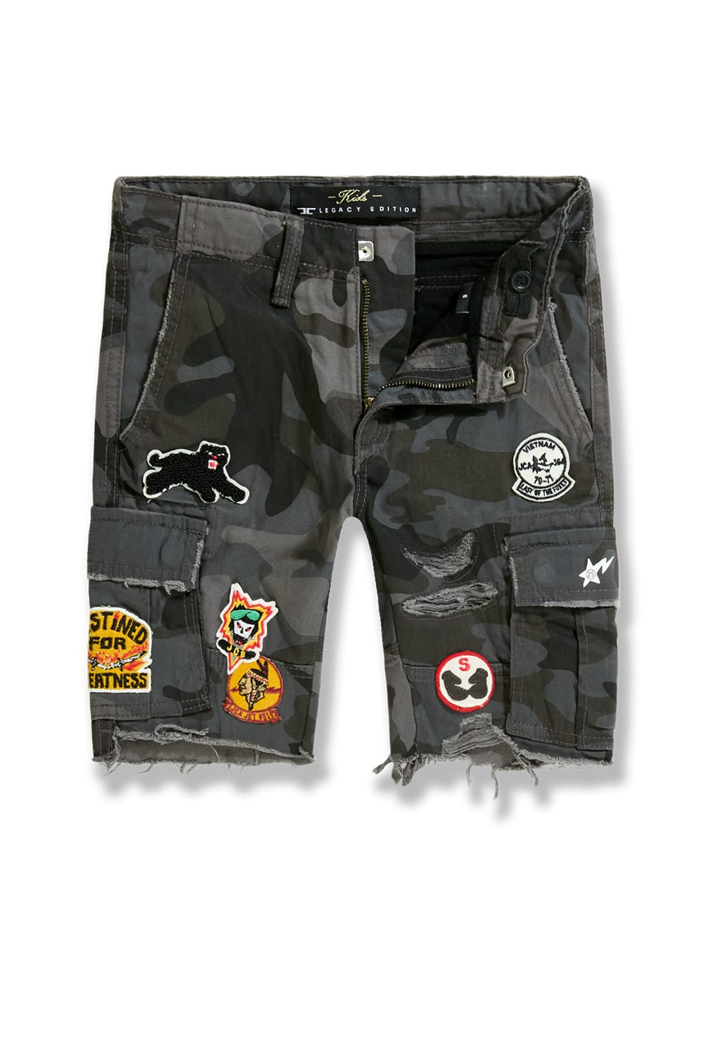 JC Kids Kids War Angel Cargo Shorts (Black Camo) Black Camo / 2
