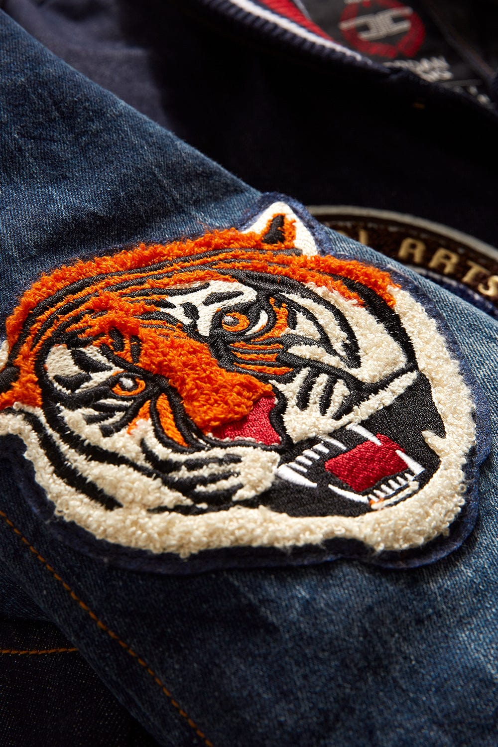 Jordan Craig Crouching Tiger Denim Varsity Jacket (Dark Blue)