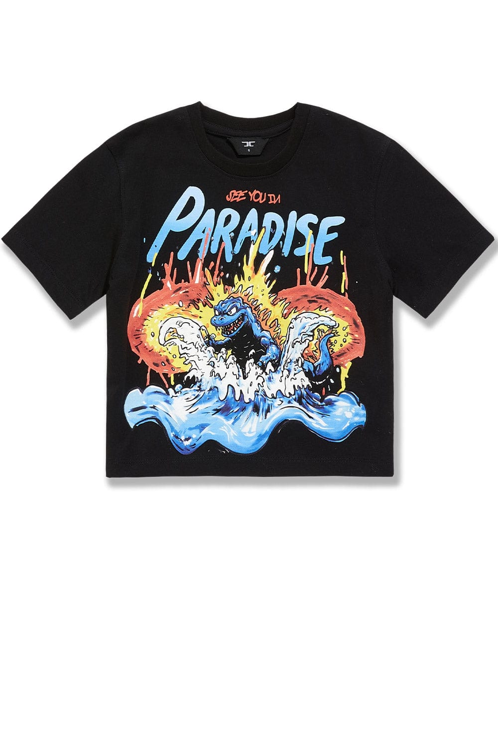 JC Kids Kids Sea Monster Cropped Boxy T-Shirt Black / 2