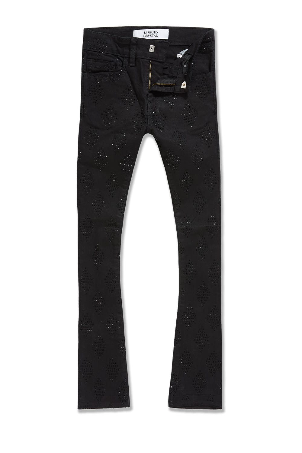 JC Kids Kids Liquid Diamonds Stacked Twill Pants Jet Black / 2