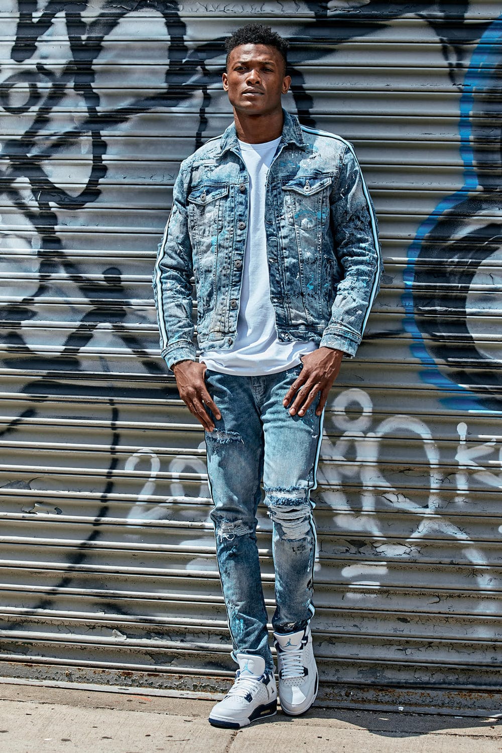 Jordan Craig Sparta Striped Denim Jacket (University Blue)
