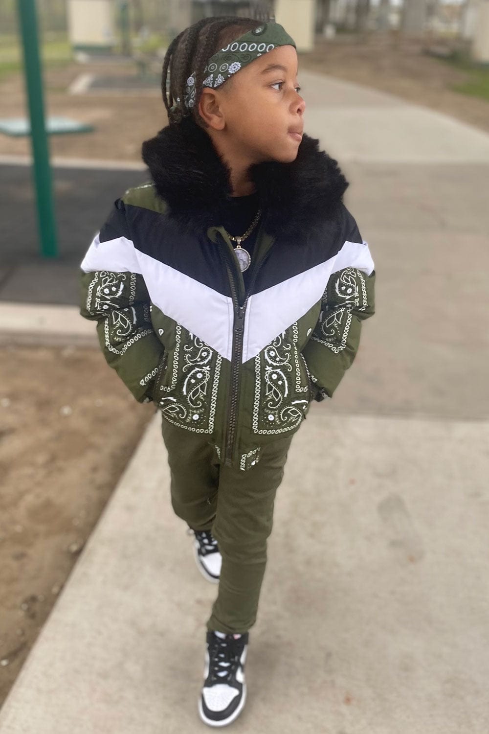 JC Kids Kids Represent Bomber Jacket (Olive)
