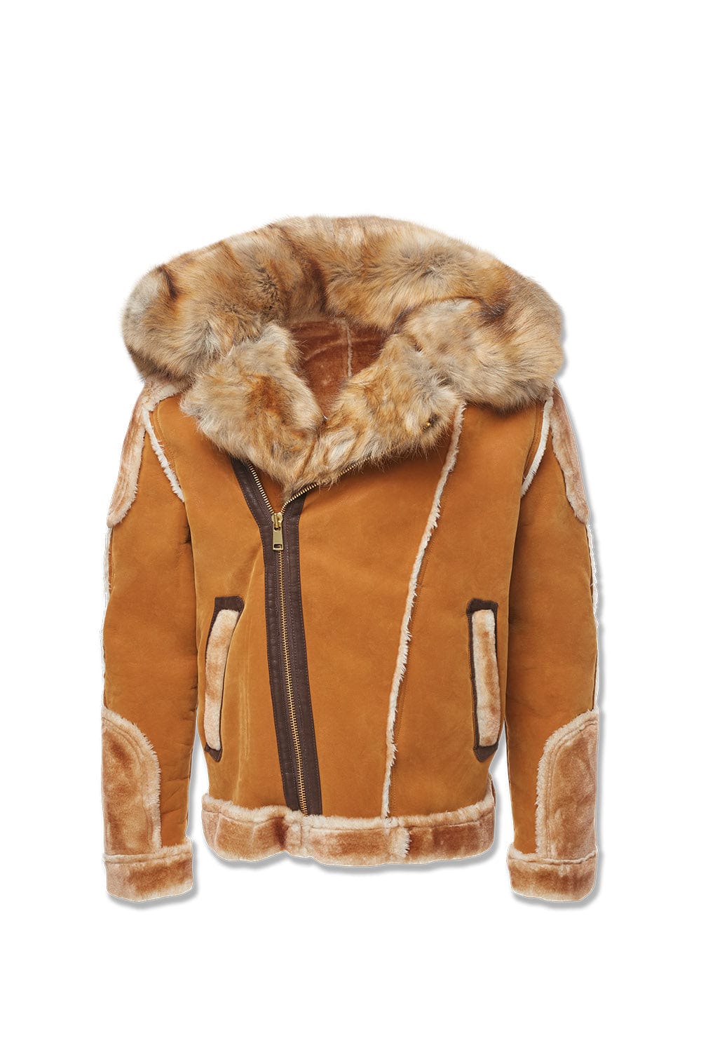 JC Big Men Big Men's El Jefe Shearling Moto Jacket (Cognac)