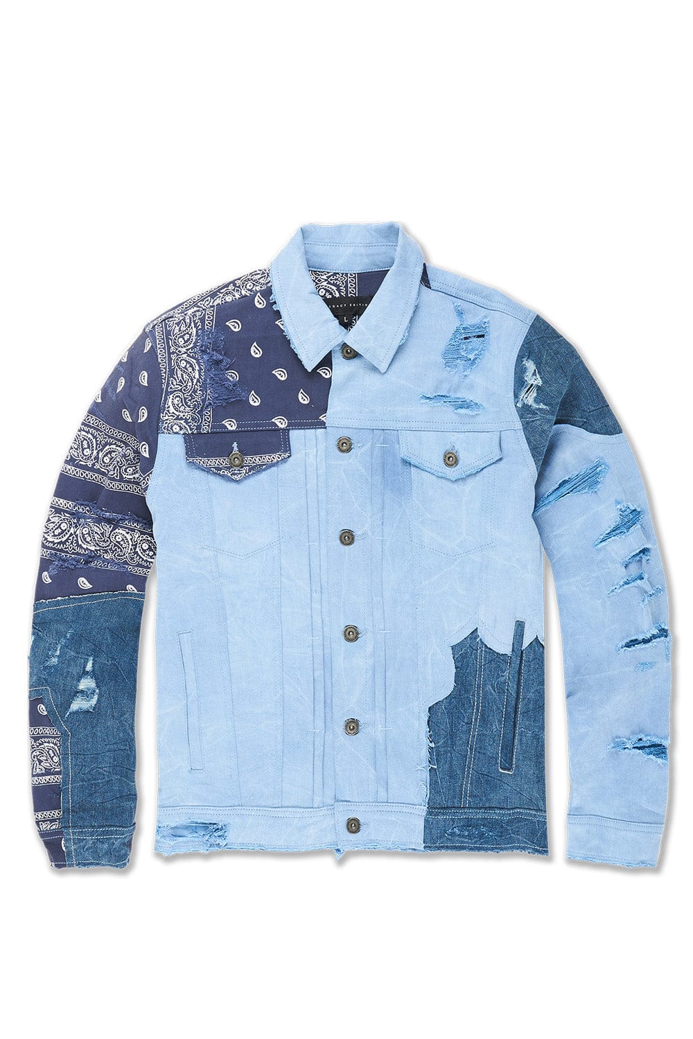 JC Big Men Big Men's Paisley Denim Trucker Jacket (Name Your Price) 4XL / Colts