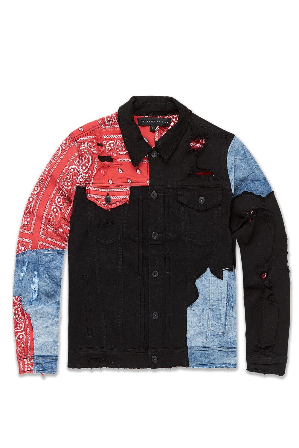 JC Big Men Big Men's Represent Denim Trucker Jacket (Crimson) 4XL / Crimson