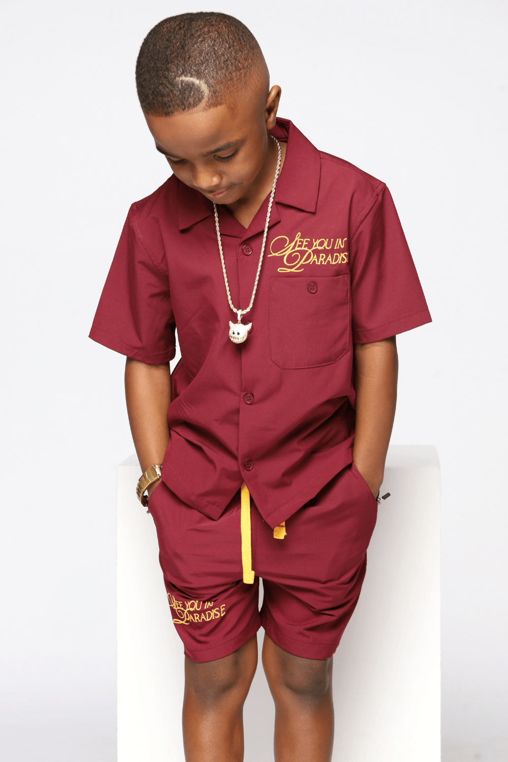 JC Kids Kids Oakland Mechanic S/S Shirt Wine / 2