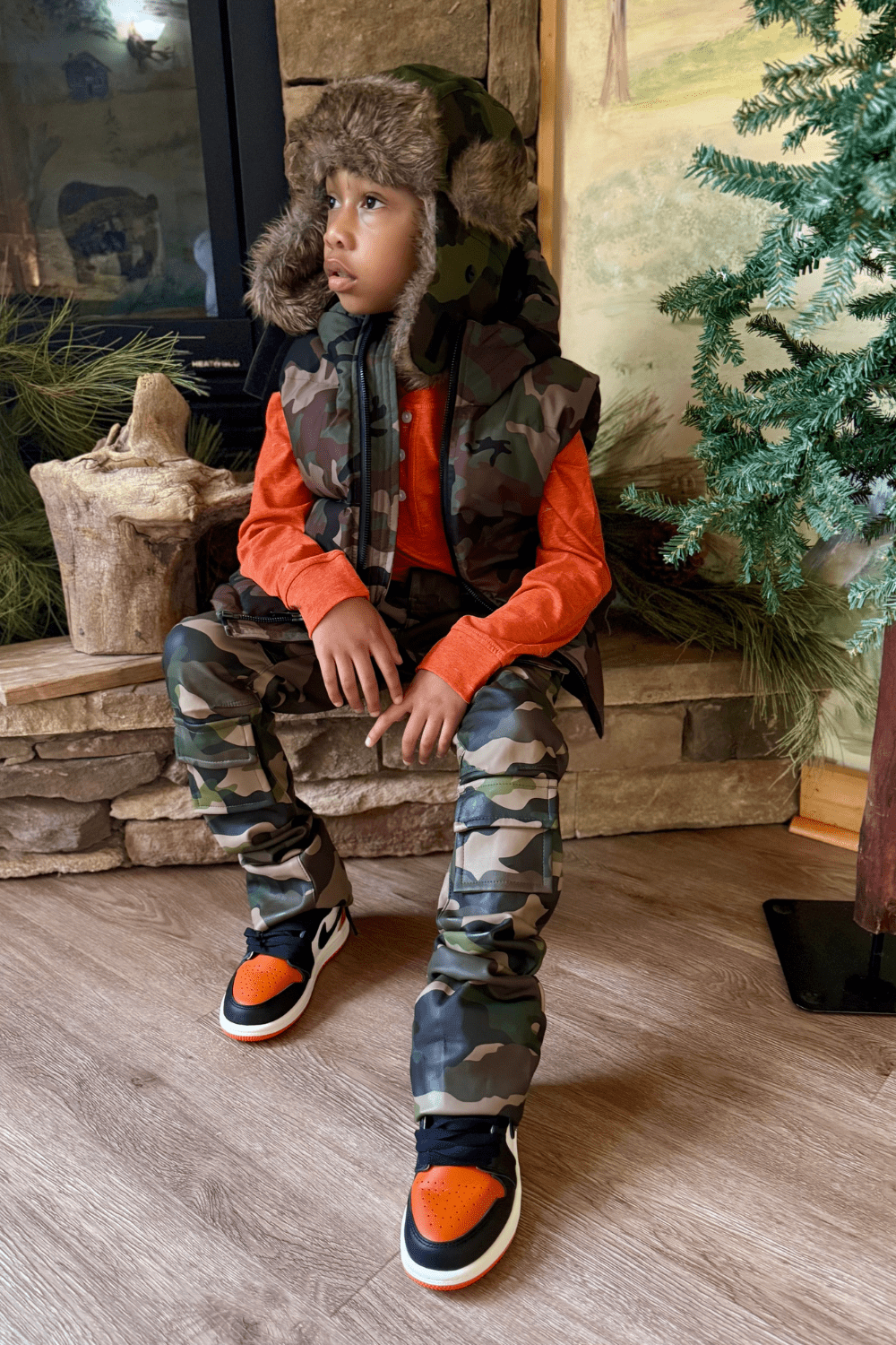 JC Kids Kids Stacked Thriller Camo Cargo Pants (Vintage Camo)