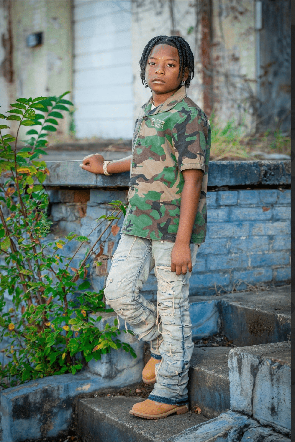 JC Kids Kids Stacked Ripple Effect Denim (Cream Wash)