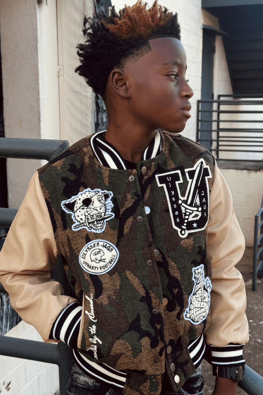 JC Kids Kids Life of Vice Varsity Jacket (Vintage Camo)