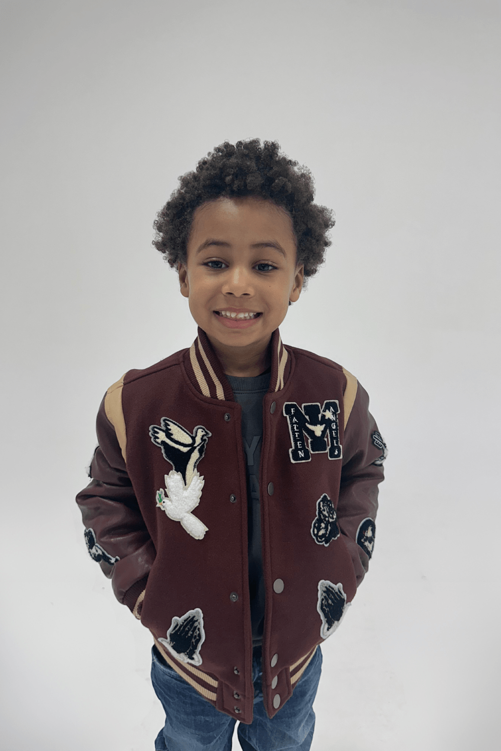 JC Kids Kids Fallen Angels Varsity Jacket (Chocolate)