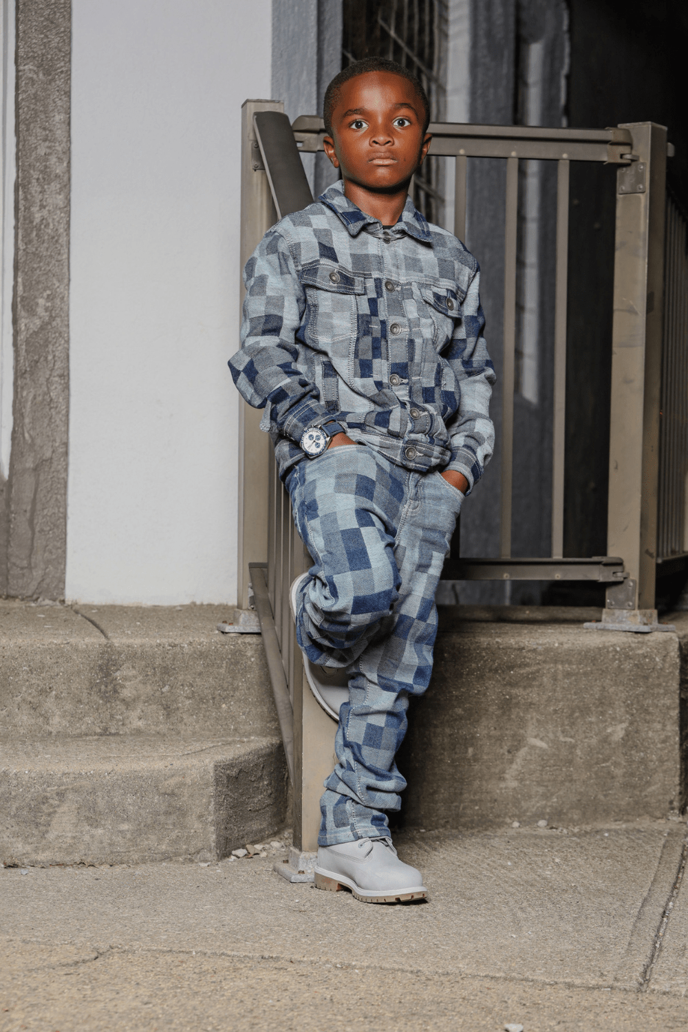 【JORDAN CRAIG】Illusion Denim Trucker Jacket Kids Illusion Denim Trucker Jacket (Aged Wash)