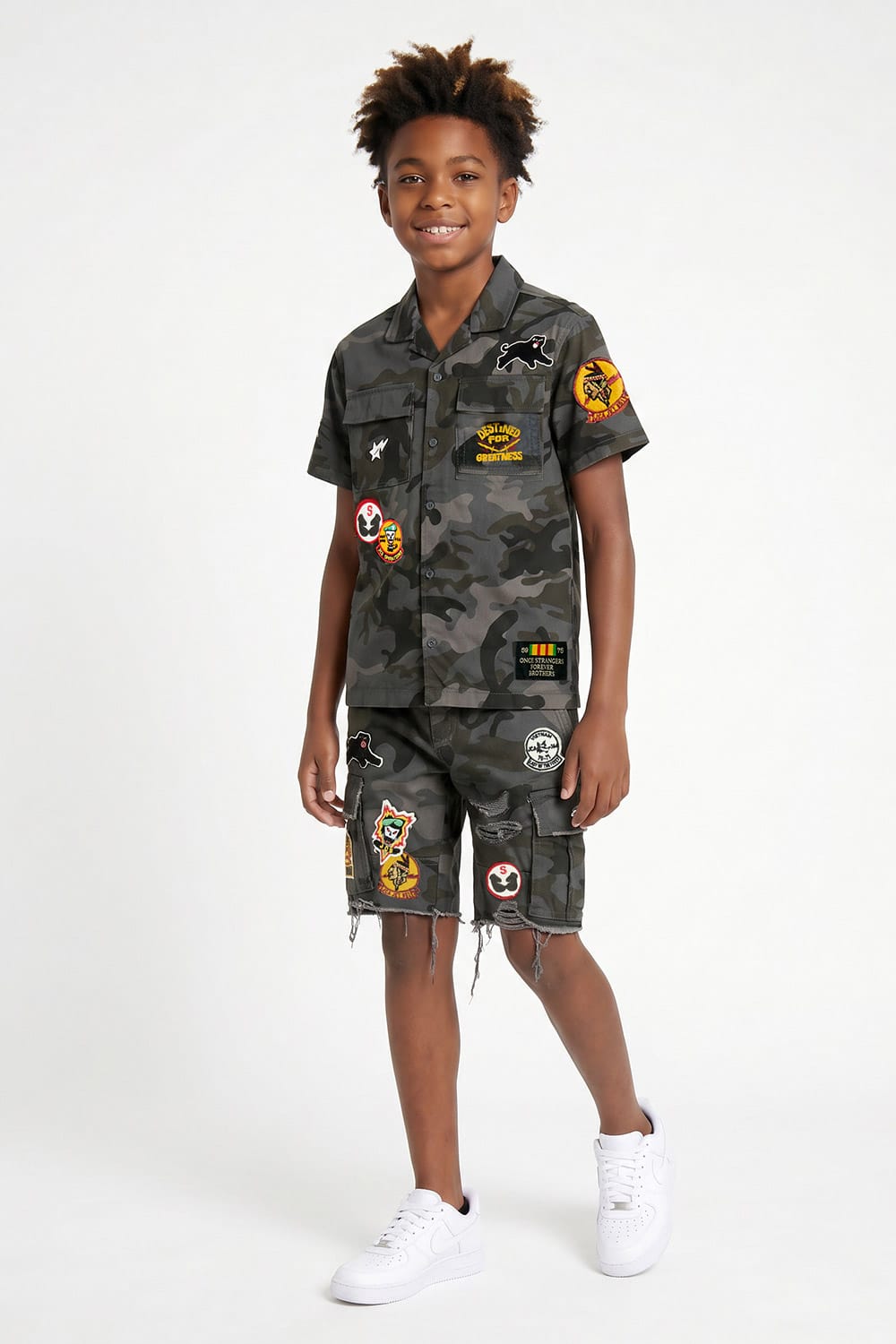 JC Kids Kids War Angel Work Shirt (Black Camo)