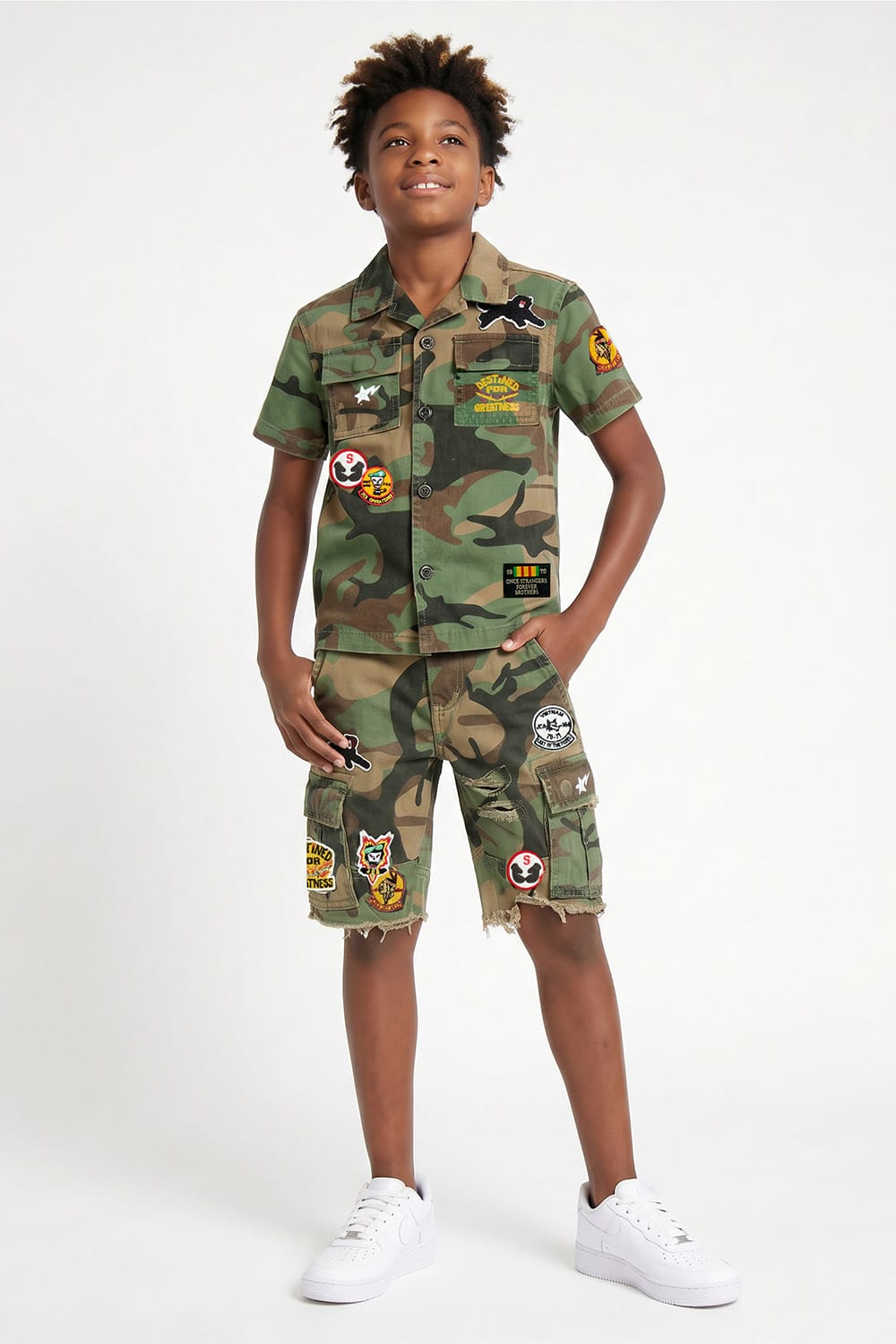 JC Kids Kids War Angel Cargo Shorts (Vintage Camo)