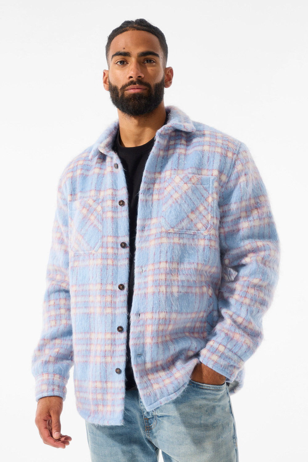 See You In Paradise Flannel Shacket (Sky Blue)