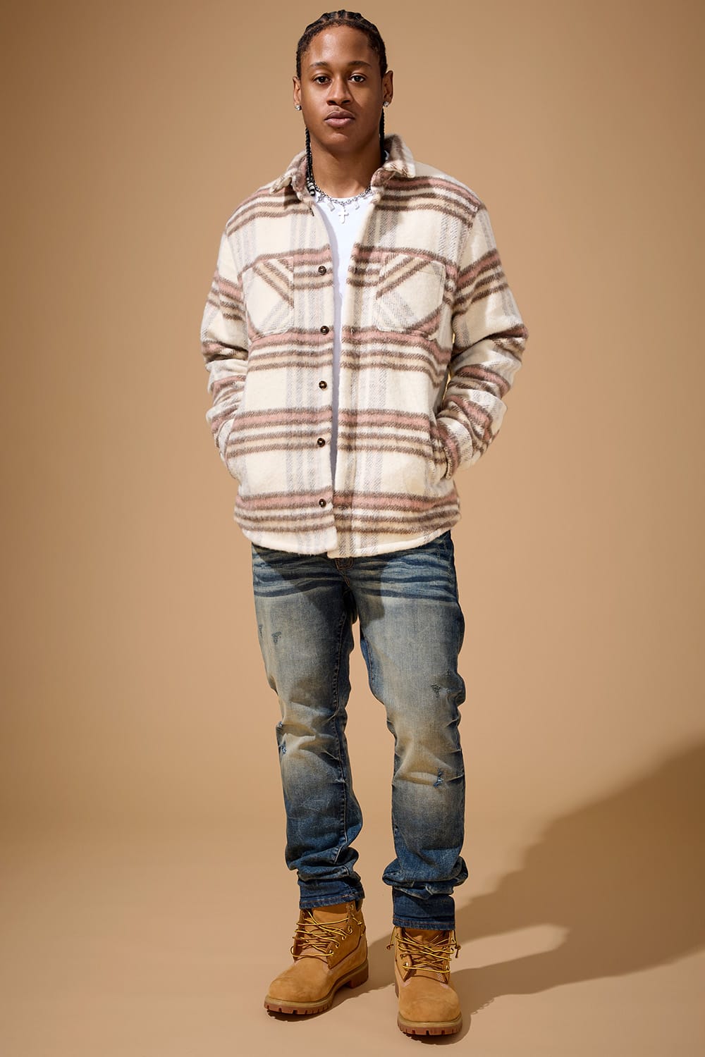Jordan Craig Ironworks Flannel Shacket (Cream)